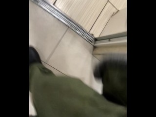 young guy jerking off in a shopping center (in a public place)0