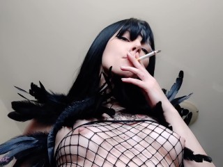 Small Tiddies Goth Princess smoking in your room(full vid on my 0nlyfans/ManyVids)