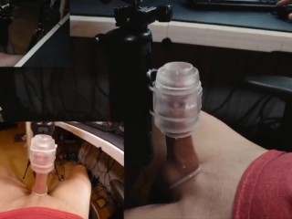 Thehandy fleshlight Masturbation, milking my swollen stiff cock makes me moan with pleasure