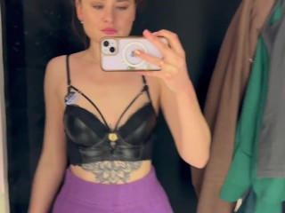 So horny that she publicly showed her boobs in the fitting room