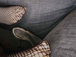 Petite Feet, Fishnets, and Gold Toenails Taste Sweet