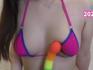 【日本人】マイクロビキニを着たままパイズリ【勃起乳首】Hentai ASMR 巨乳 色白 むっちり 素人 オナサポ カウントダウン Japanese Asian POV 主観