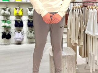 Shemale crossdresser flashes and masturbates in public store wearing sexy lingerie