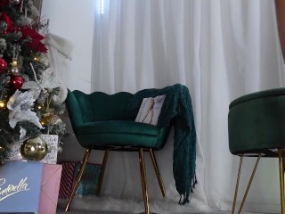 Sexy naked tease in lace robe and high heels