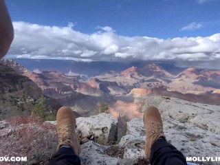 EPIC HIKING FUCKING A BIG BOOTY AMATEUR BLONDE ON TOP OF A CLIFF - Horny Hiking ft Molly Pills POV 4