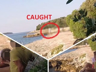 Teen teacher sucks my cock in a public beach in Croatia in front of everyone - it's very risky