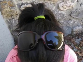 OUTDOOR BLOWJOB, THIS BRUNETTE WAS VERY HORNY AND COULD NOT WAIT TO GET HOME