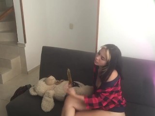 hot lesbian fucks her teddy bear