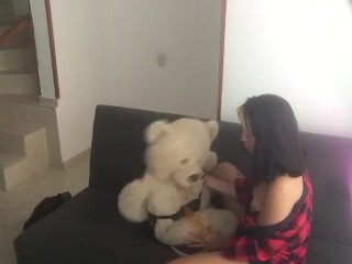 hot lesbian fucks her teddy bear
