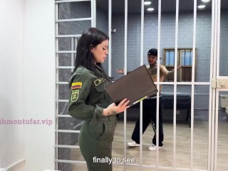 Sarah montufar makes a deal with prisoner and ends up with cock in her pussy