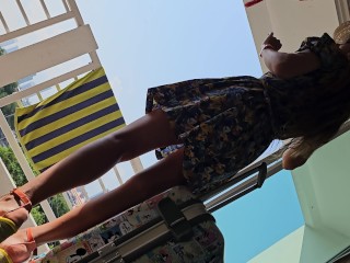 NO PANTIES Check In # Squirt Orgasm Masturbation n PEE at Hotel Balcony