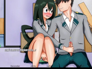 Masturbando a la bella Tsuyu de My Hero Academy - RE:Hero Academy