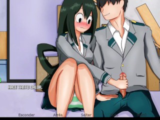 Masturbando a la bella Tsuyu de My Hero Academy - RE:Hero Academy