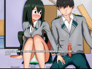 Masturbando a Tsuyu mientras nos da una mamada - RE:Hero Academy