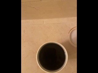 Mixing cumshot creamer into your coffee. Does cum float or dissolve in hot coffee?