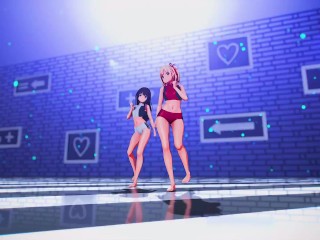 【MMD Lycoris Recoil 4k/60fps】《Chisato(錦木 千束) Takina(井ノ上 たきな)》 ~《Party Tonight LAYSHA (레이샤)》  Naughty