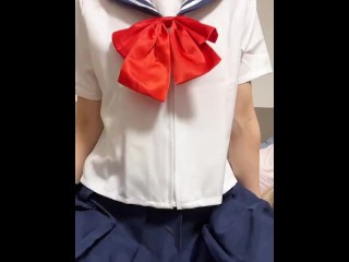 Short video. Pantyhose masturbation while wearing a school uniform. Part 1