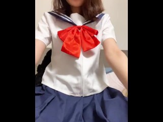 Short video. Pantyhose masturbation while wearing a school uniform. Part 1