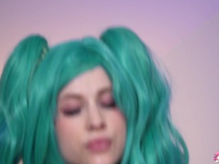 Horny hentai slut Nikki Hill riding rubber cock.