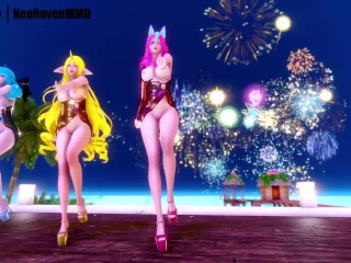 [MMD]Party Tonight (Ahri/Gwen/Soraka/Xayah) [Strip ver.] League of Legends