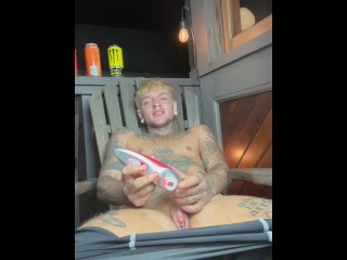 Blonde FTM uses dildo Both Holes pussy & ass - Austin Spears