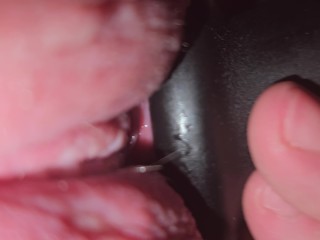 Super Close-Up Underneath POV Big Clit Stroking and Wet Pussy Contractions