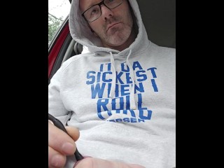 Cock sounding in the car in a public car park with lingerie under my jeans