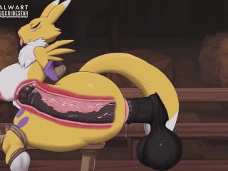 Renamon is fucked hard by flying  dildo