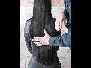 Long black hair and a leather jacket are a double combo.