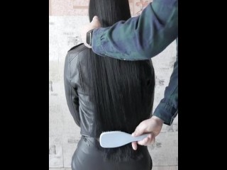 Long black hair and a leather jacket are a double combo.