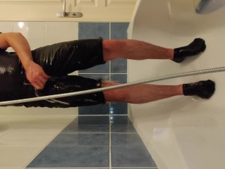 Desperate Piss In Black Jeans Shower And Shower