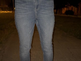 I peed my new jeans on public Bench.