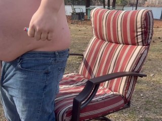 Smoking outdoor blowjob