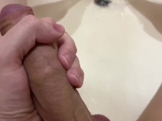 I quickly jerked off and finished in the bathroom with my beautiful big dick:)