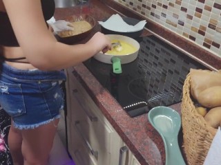 Sexy hot girl is cooking in the kitchen part 30