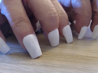 Long White Fingernails clicking tapping