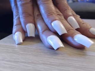 Long White Fingernails clicking tapping