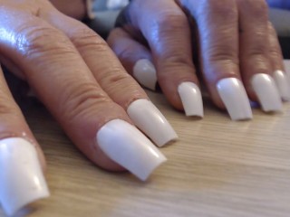 Long White Fingernails clicking tapping