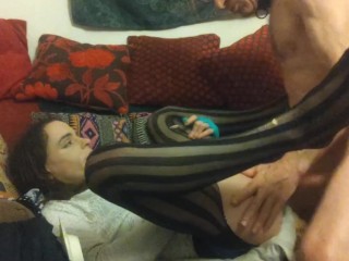 Tiny Crossdresser pumped full of cum by very hung daddy (deep anal)