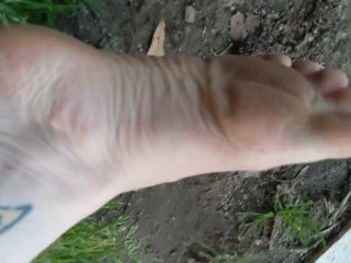 Dirty Muddy Feet After Yard Work