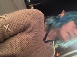 Sexy alt elf smokes outside and upskirt flashes