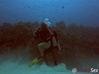 SCUBA Sex Quickie while on a deep dive exploring a coral reef