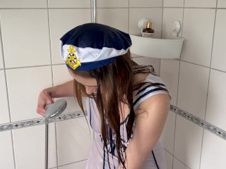 Wet Sailor Girl In Shower