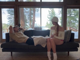 Keeping my sister's bff warm with my dick in a snowy cabin