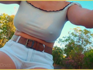 Wifey flashes her tits on the bike