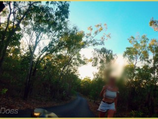 Wifey flashes her tits on the bike