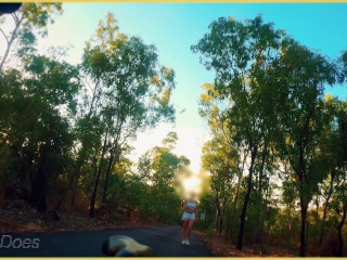 Wifey flashes her tits on the bike