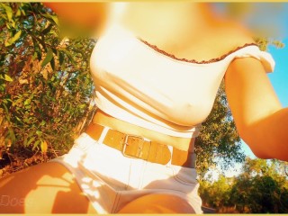 Wifey flashes her tits on the bike