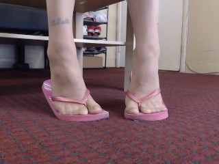 Nude Sheer Nylon Pink Flipflops