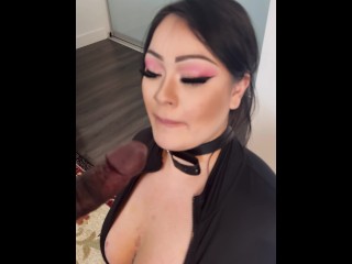 Sex Slave is Restrained on her knees sucks DICK and BLASTED